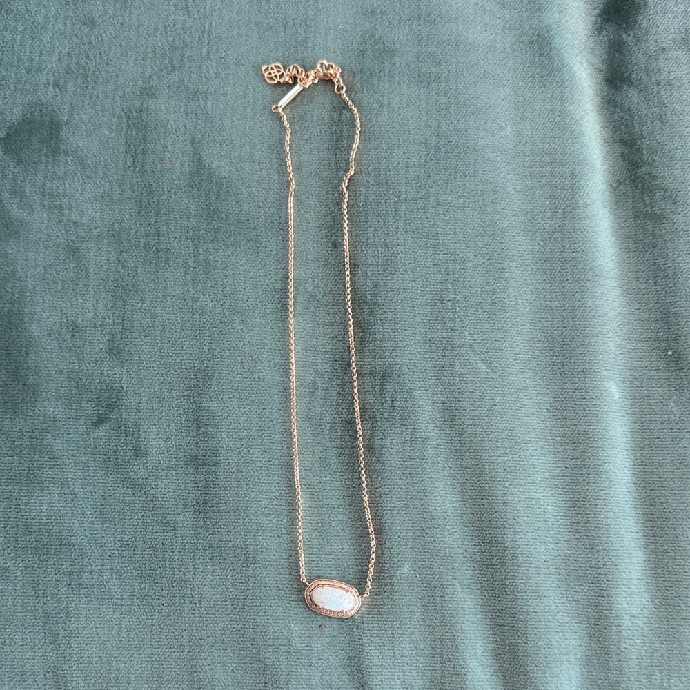 Kendra Scott Rose Gold Opal with Shimmering Specks Necklace